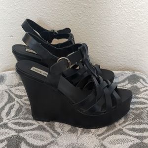 COPY - Steve Madden black platform wedges size 8